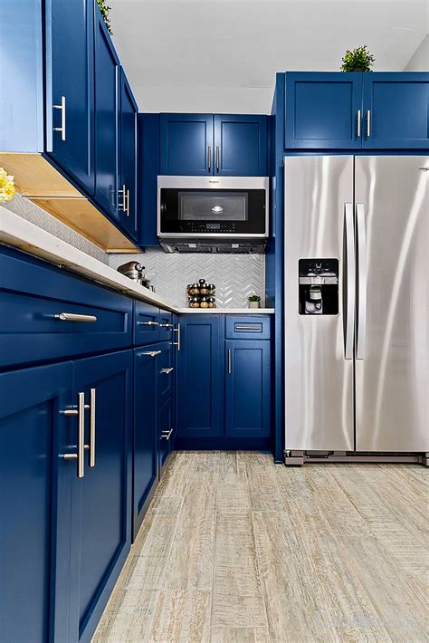 stainless blue kitchen cabinets